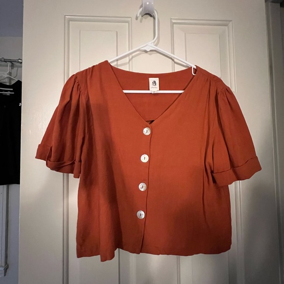 Flawless Tops - Orange linen crop top